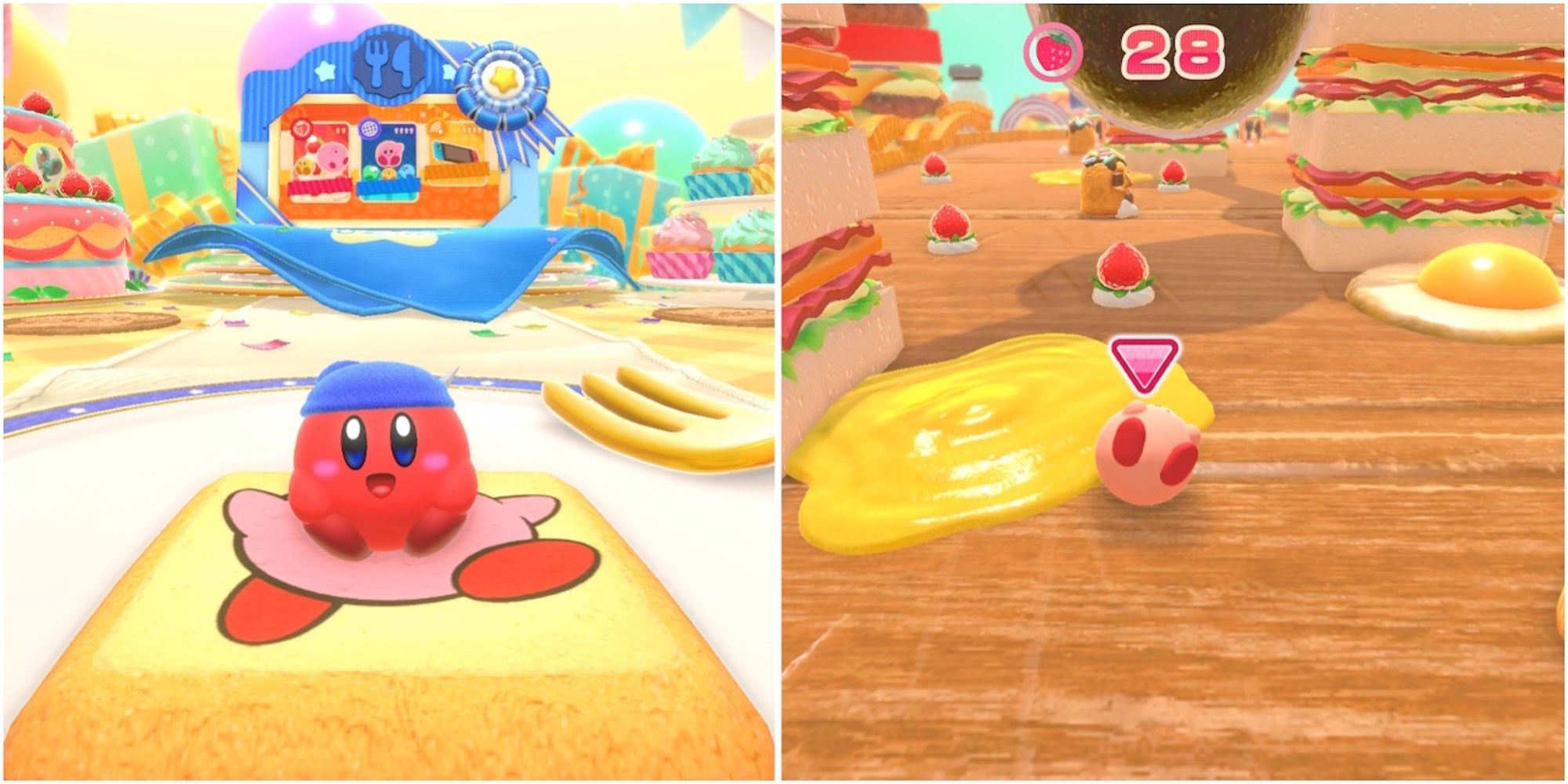 Kirby and playing a race in Kirby's Dream Buffet