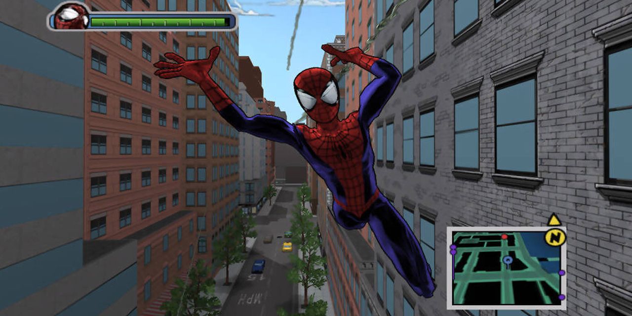 spider-man swinging through new york in Ultimate Spider-Man