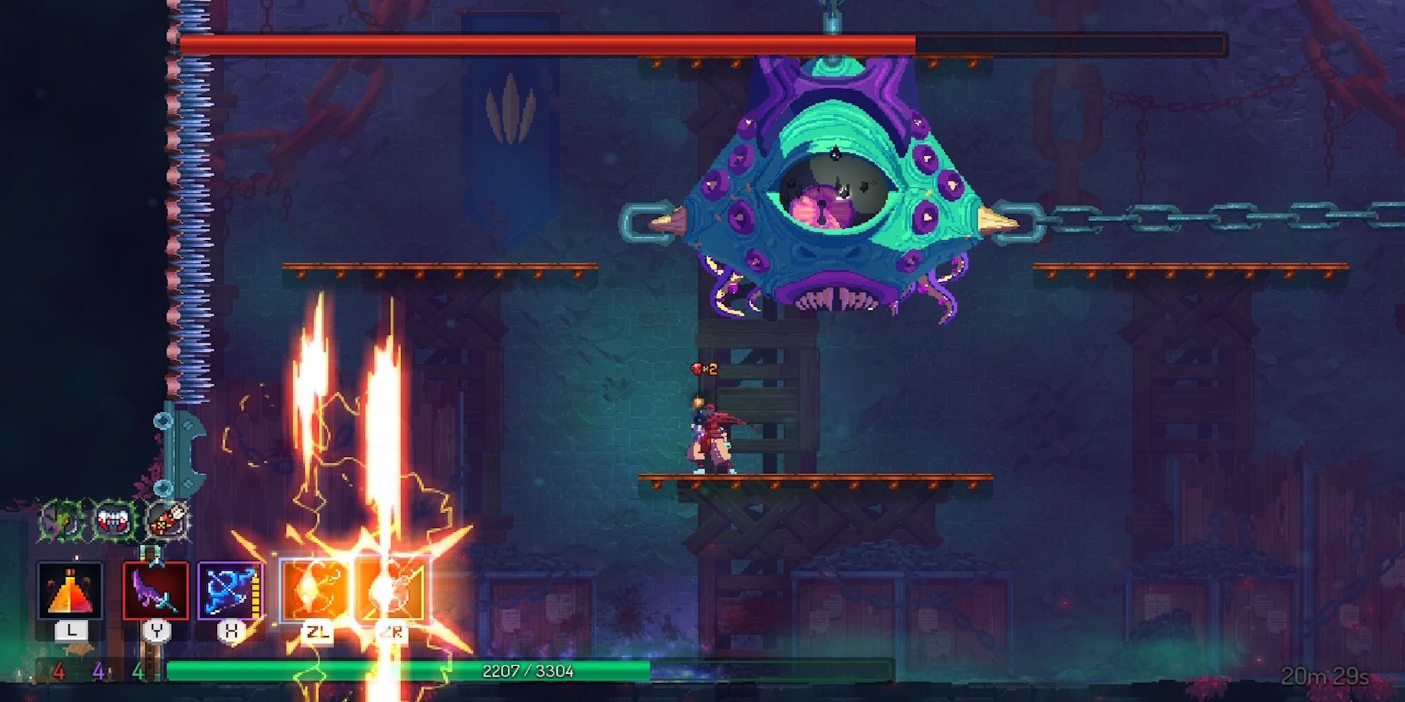 Fighting a boss in Dead Cells