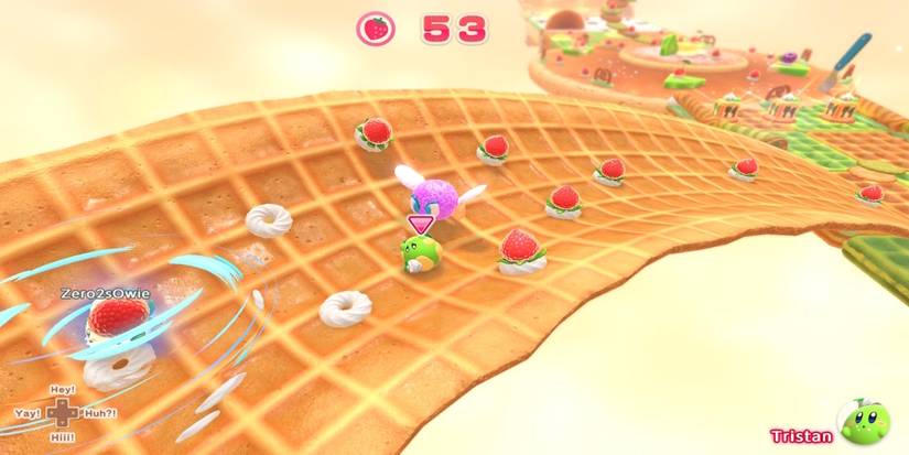 Playing a race in Kirby's Dream Buffet