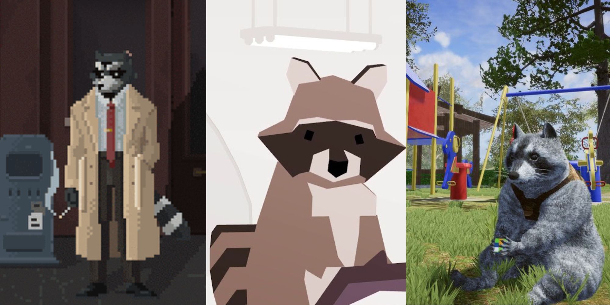 Close Ups of Howard Lotor from Backbone, BK from Donut County and the Raccoon from Wanted Raccoon