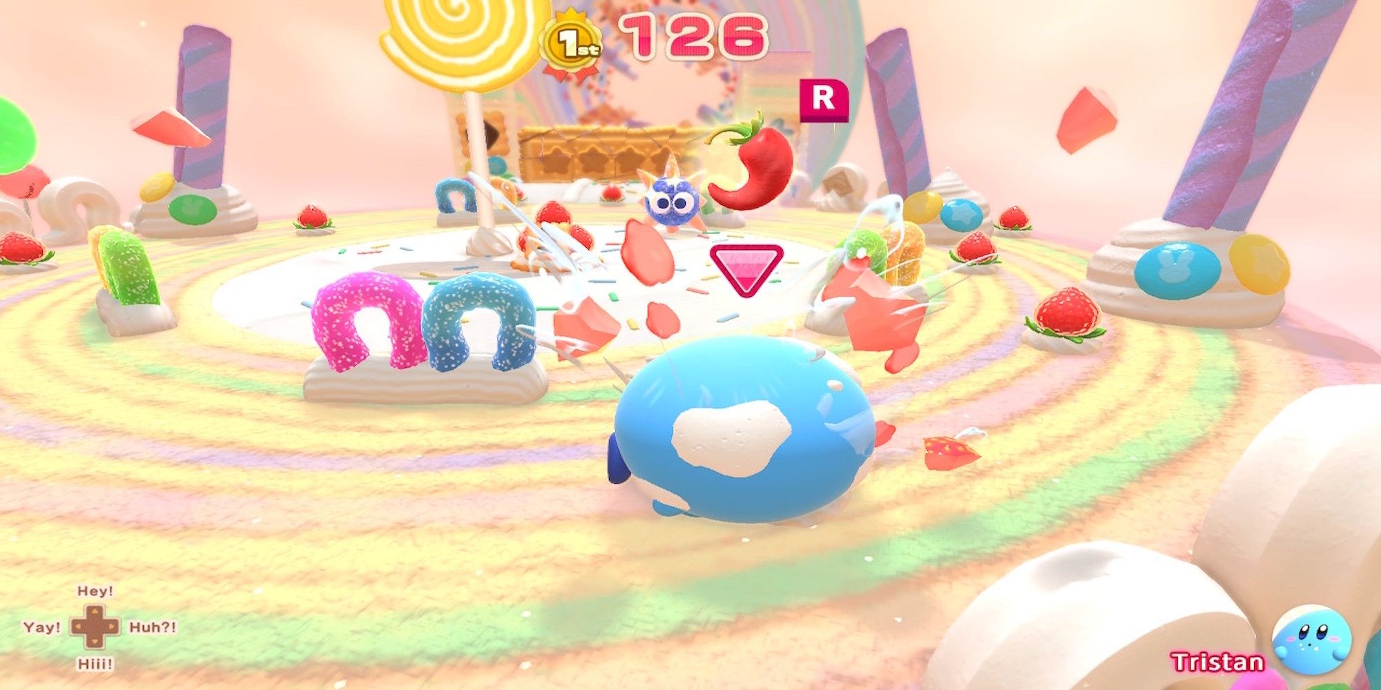 Playing a race in Kirby's Dream Buffet