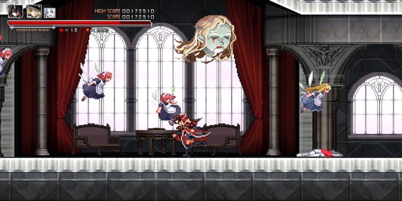 Fighting enemies in Koumajou Densetsu Scarlet Symphony