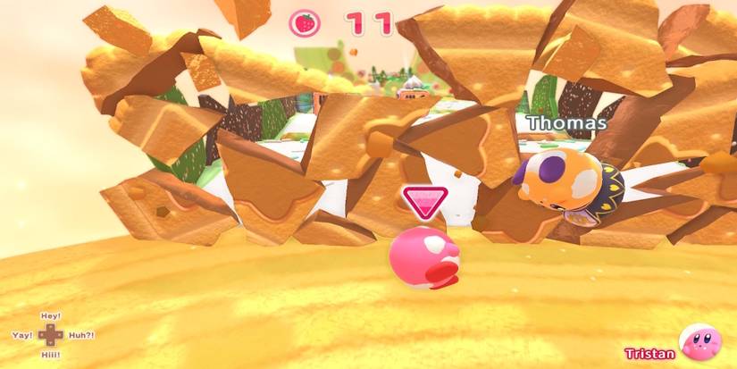 Playing a race in Kirby's Dream Buffet