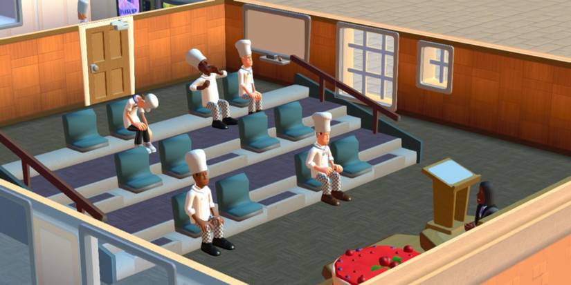 Students listen to a lecture in Two Point Campus