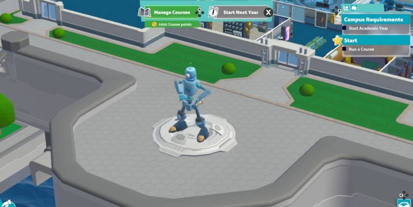 A robot outside in Two Point Campus