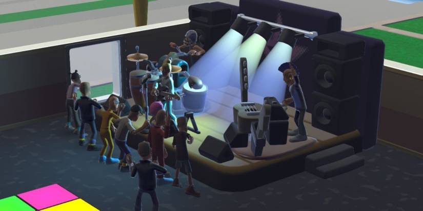 A party in the student union in Two Point Campus