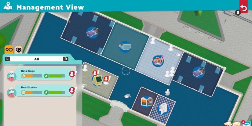 The management view screen in Two Point Campus