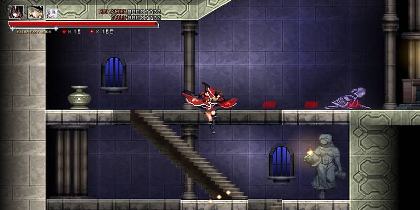 Fighting enemies in Koumajou Densetsu Scarlet Symphony