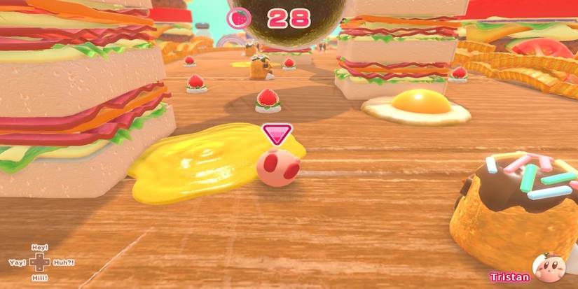Playing a race in Kirby's Dream Buffet