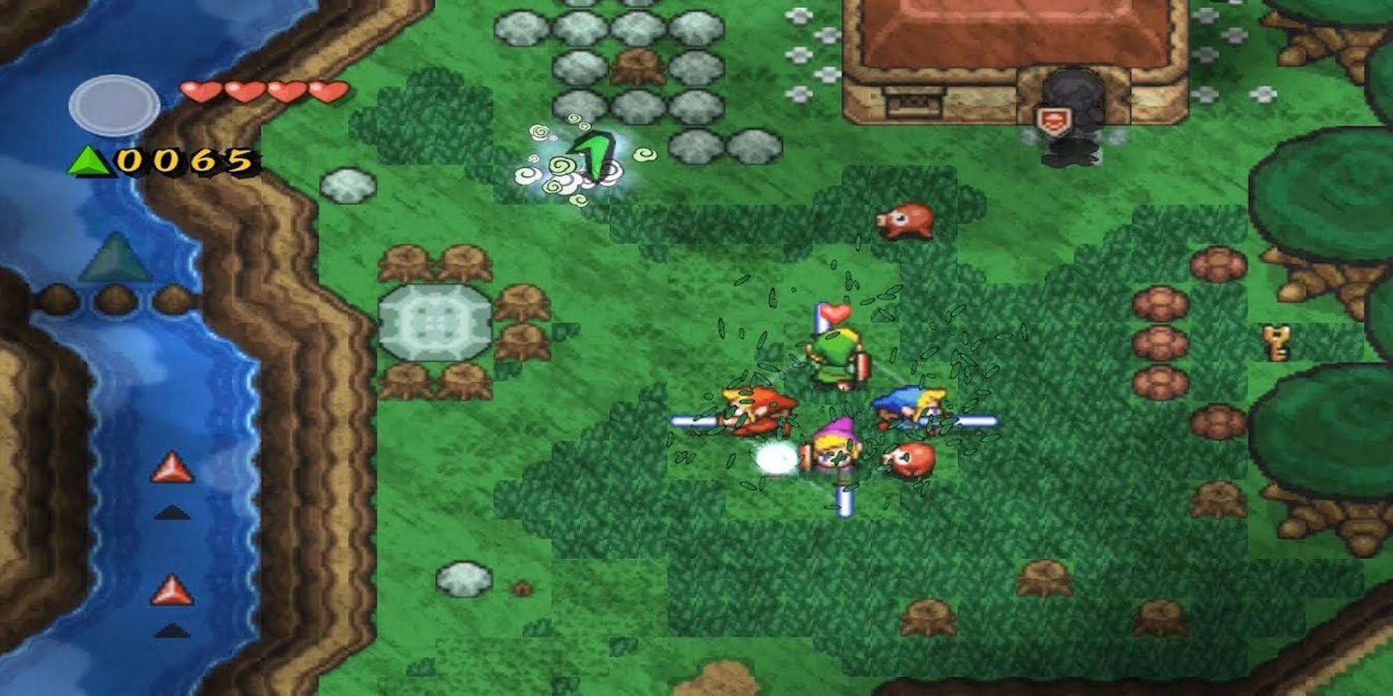 Fighting enemies in The Legend of Zelda Four Swords Adventures