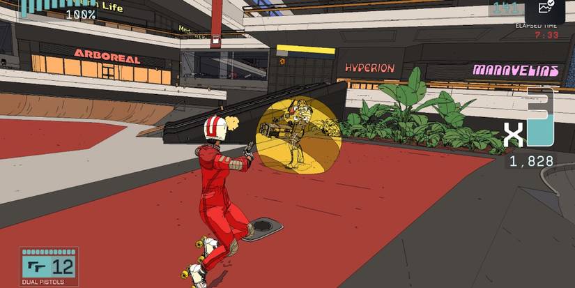 Fighting enemies in Rollerdrome