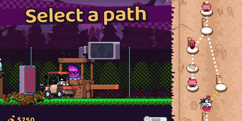 The path menu in Cursed to Golf