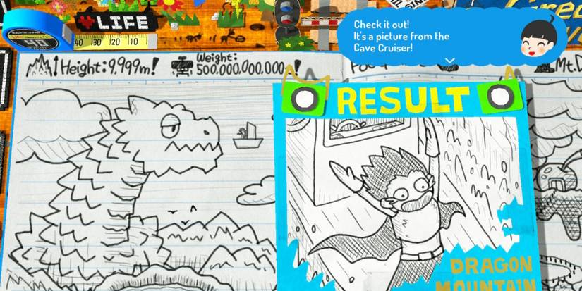 Wright going down a water slide in RPG Time: The Legend Of Wright with a funny photo as if it was a theme park ride