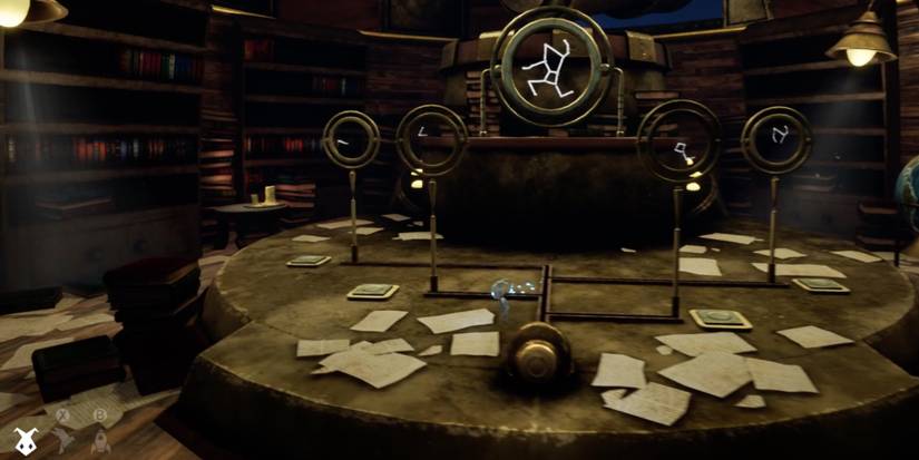 A Tale of Paper: Refolded - Put the right pieces together - Player solves a puzzle in the Observatory