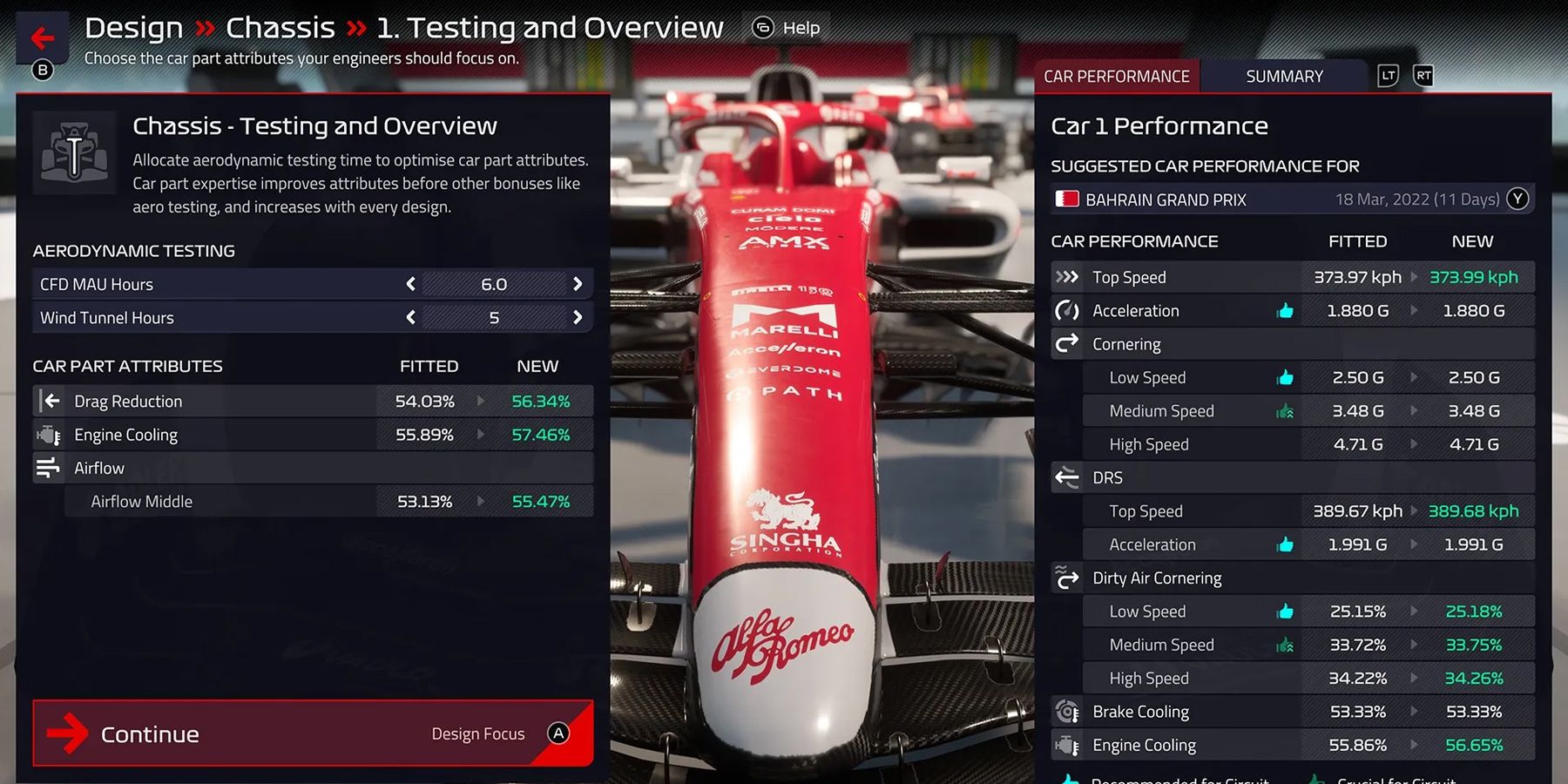 A car upgrade option in F1 Manager 2022