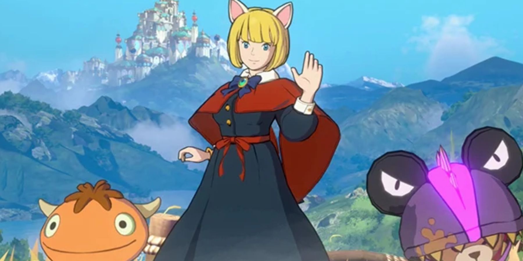 A character and their familiars in Ni no Kuni Cross Worlds