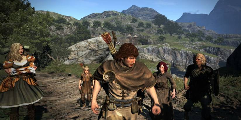 A player and Pawns in Dragons Dogma