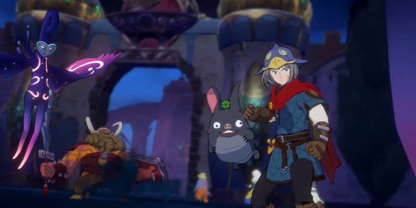 A player surrounded by enemies in Ni no Kuni Cross Worlds