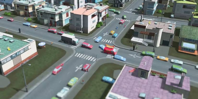 A small city area in Cities Skylines