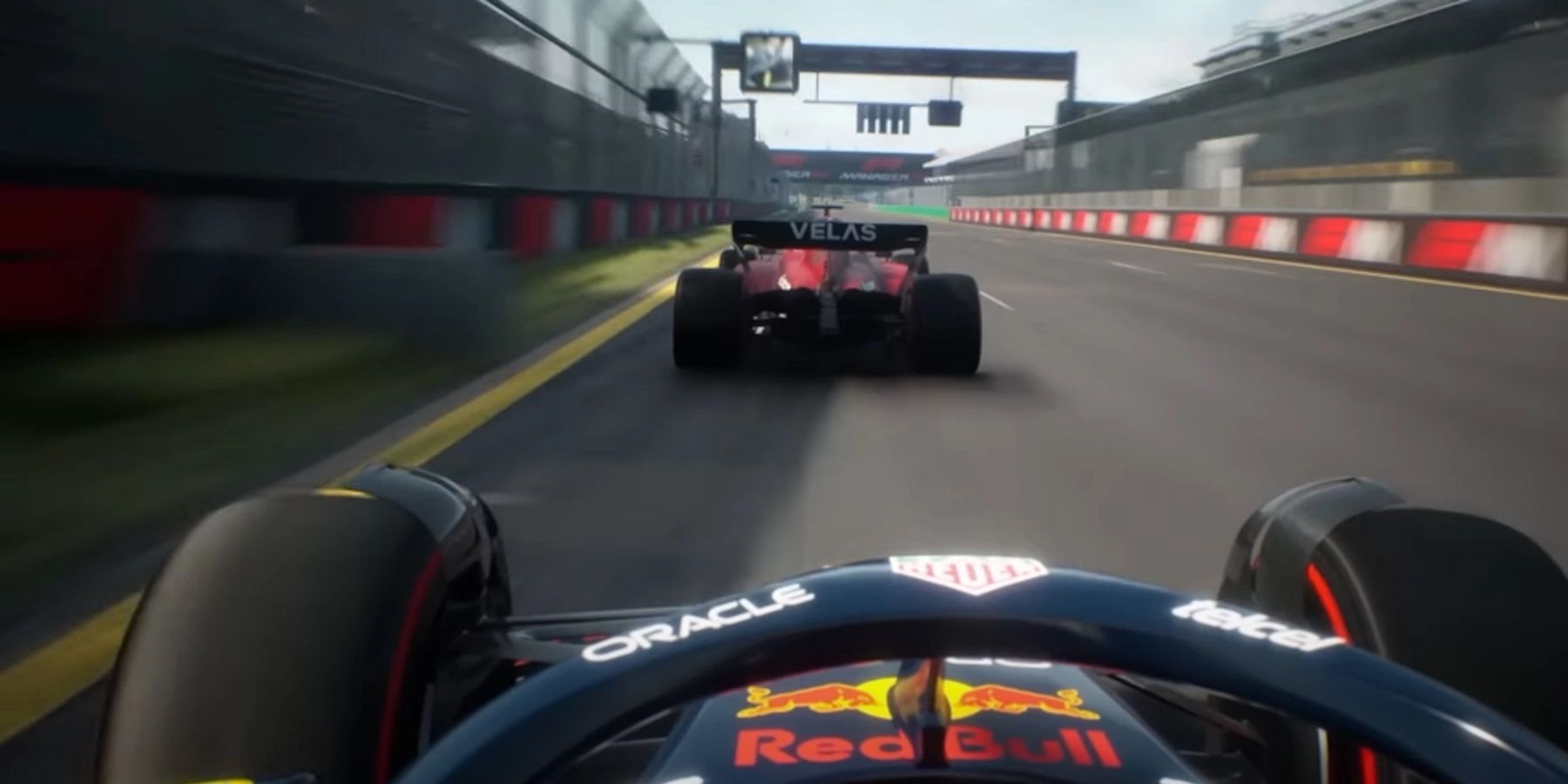 A view from the vehicle in a race in F1 Manager 2022