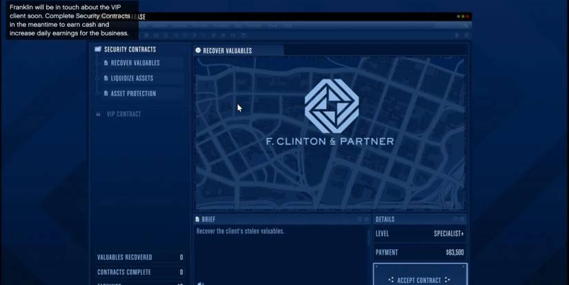 The Agency Job Screen in GTA Online