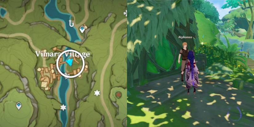 Alphonso location in vimara village in Genshin Impact