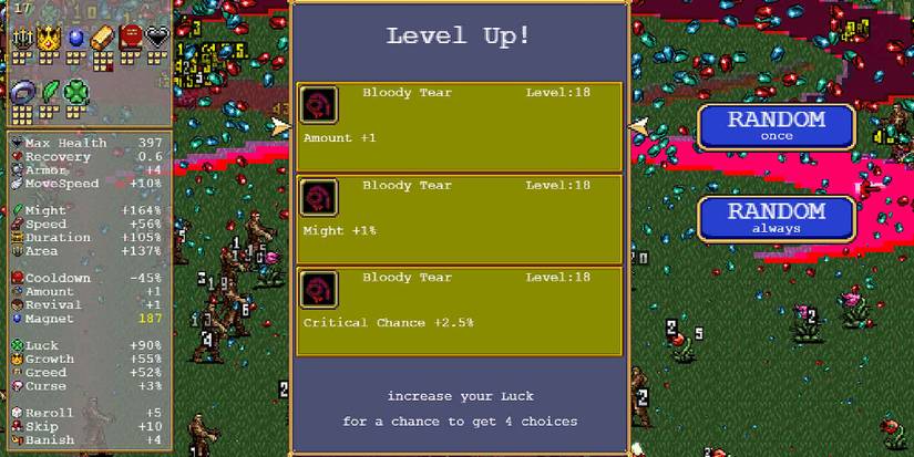 Limit breaking the Whip in Vampire Survivors