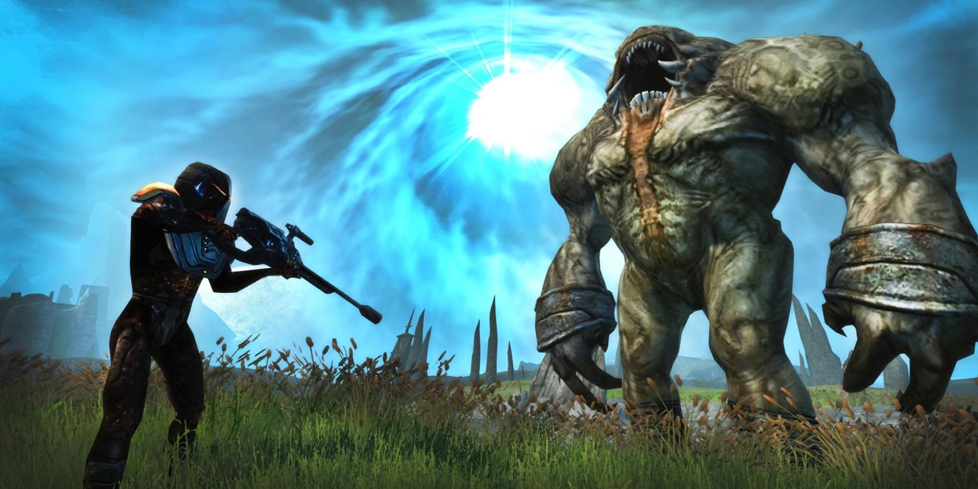 Monster and fighter in Anarchy Online