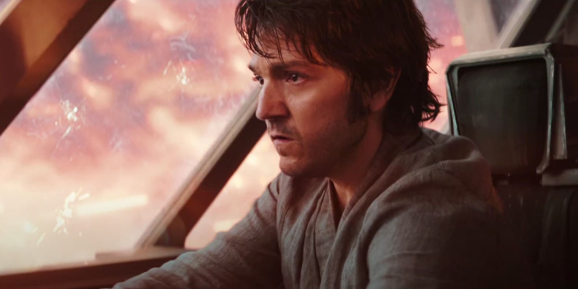 Diego Luna Cassian flying airship in Andor trailer