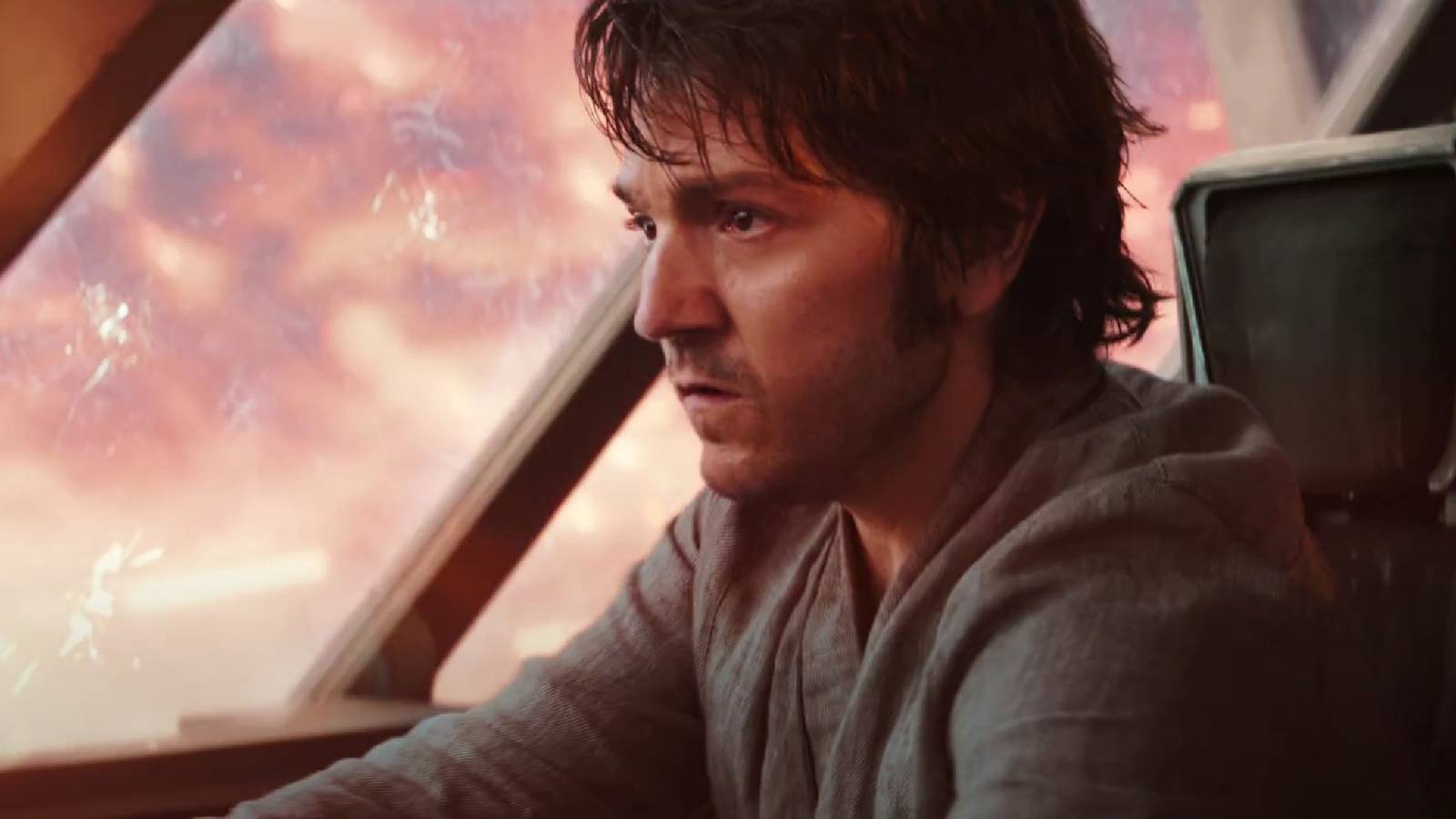 Diego Luna Cassian flying airship in Andor trailer
