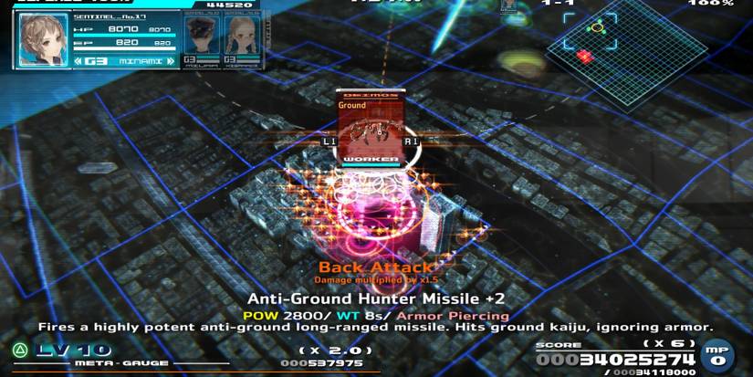 Anti-Ground Hunter Missile targeting a large kaiju