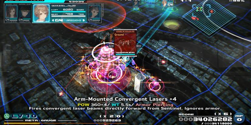 Arm-Mounted Convergent Lasers targeting a large kaiju