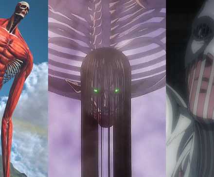 Armin's Colossal Titan, Eren's Founding Titan, Lara Tybur's War Hammer Titan in Attack On Titan