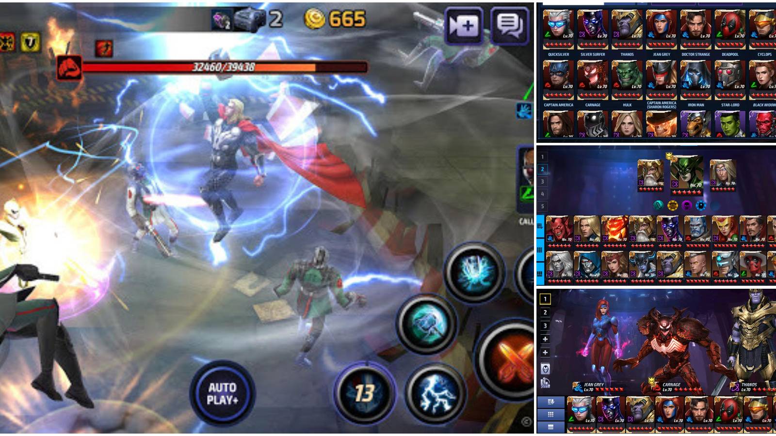 Various heroes from Marvel Future Fight