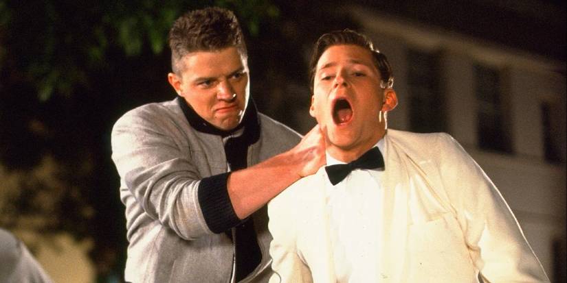 Biff twisting George's arm in Back to the Future