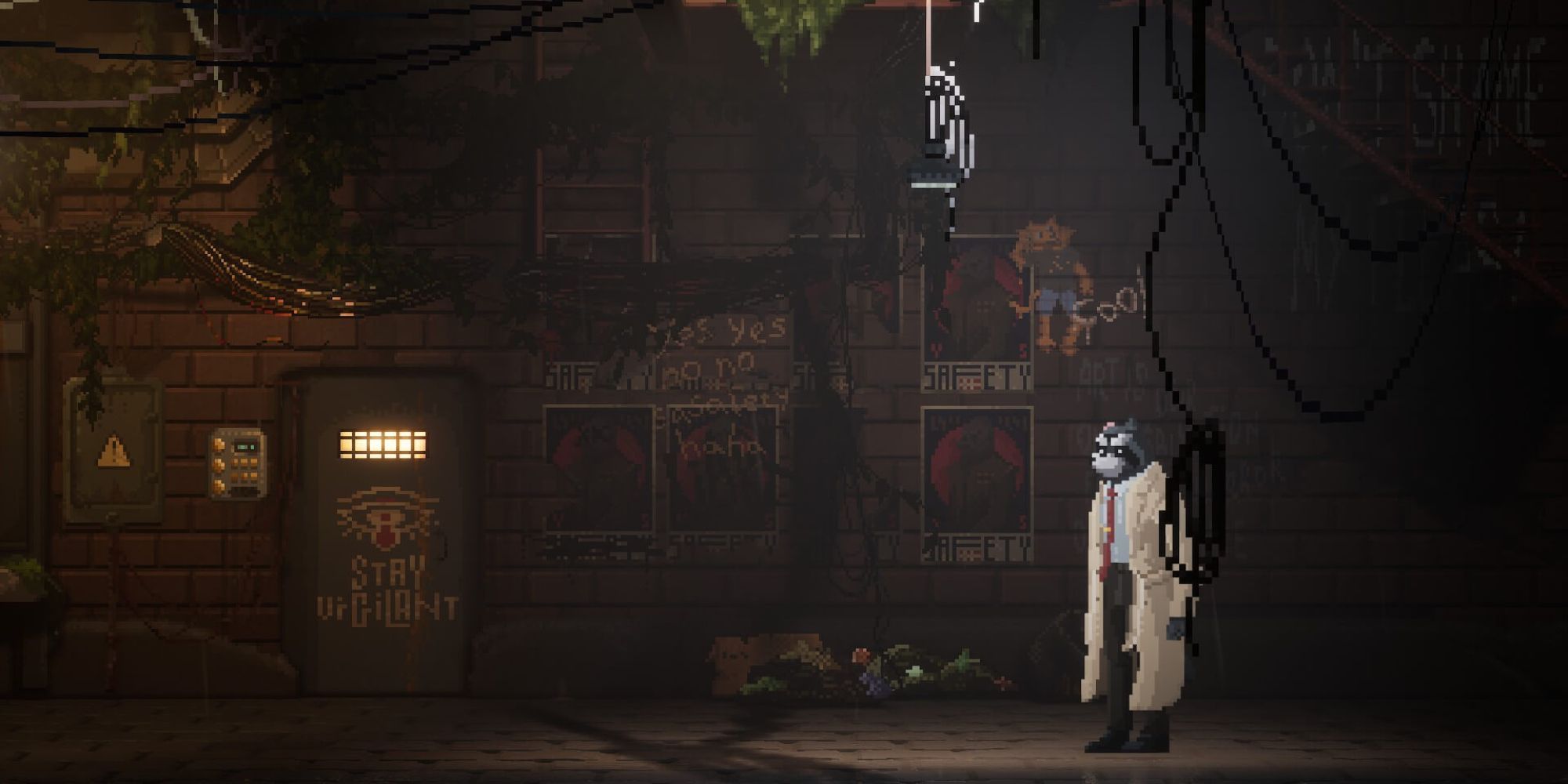 Стоун Говарда Лотора в темном, покрытом граффити переулке в Backbone.
