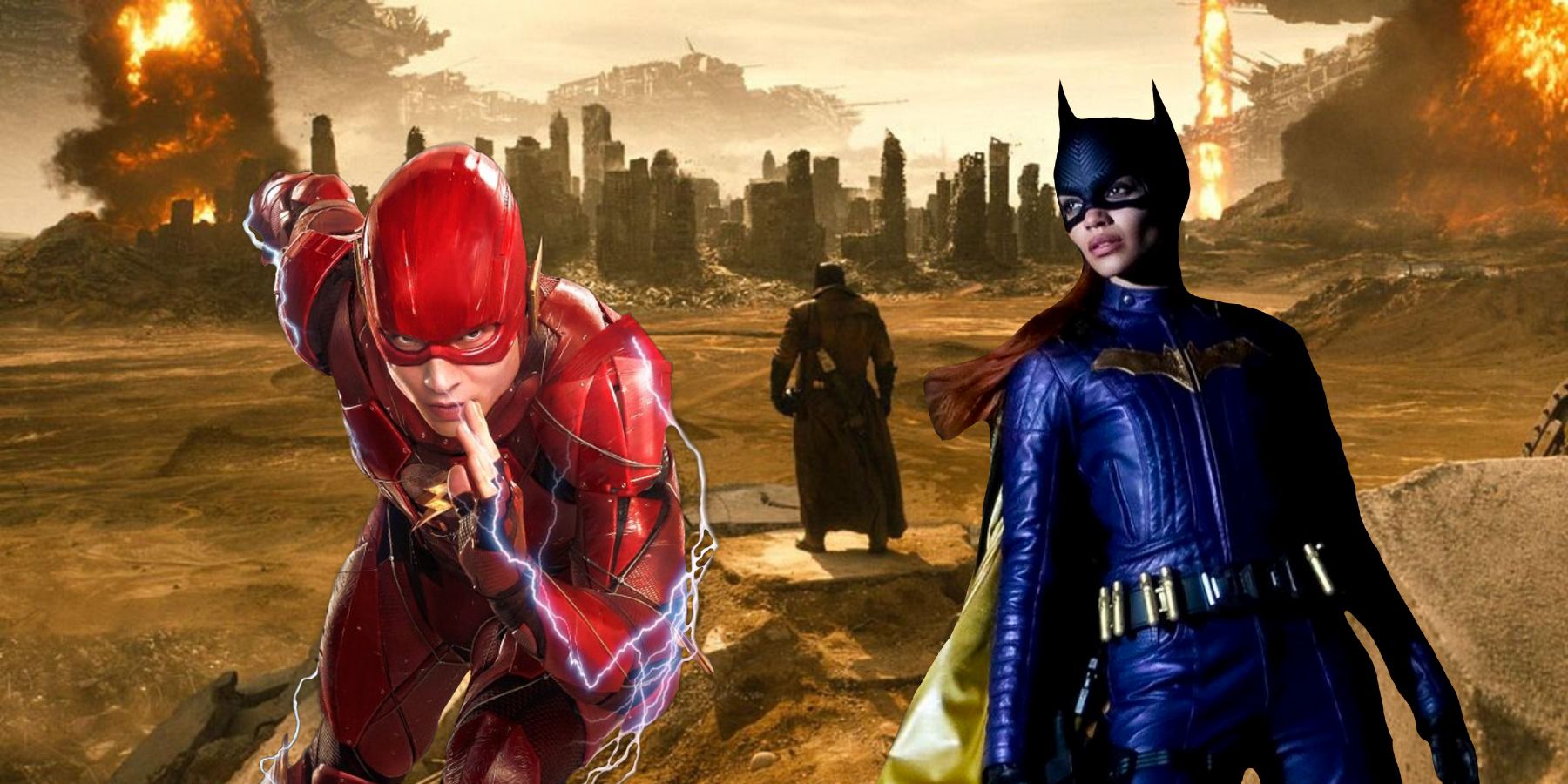 The Flash and Batgirl with Batman Knightmare background
