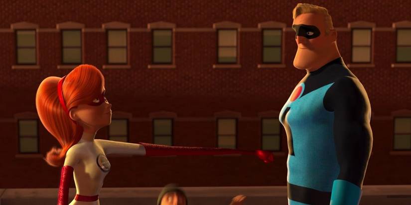 Bob talks to Helen on a rooftop in The Incredibles