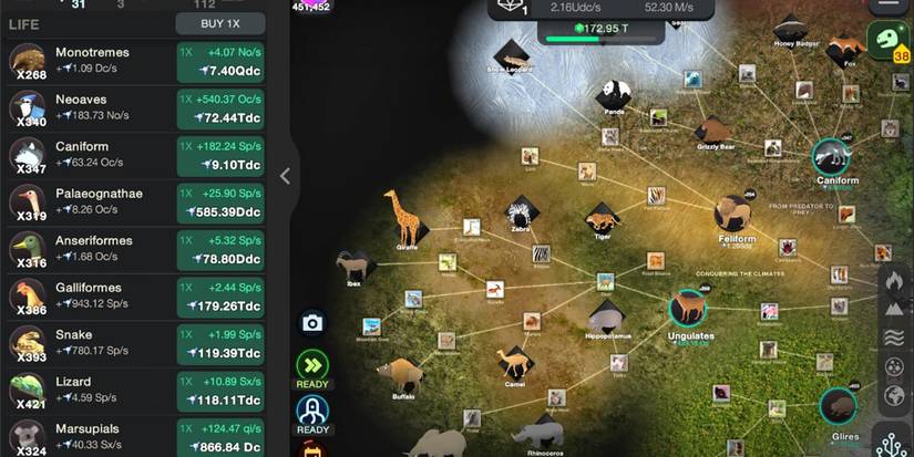 characters and creatures in Cell to Singularity - Evolution Never Ends