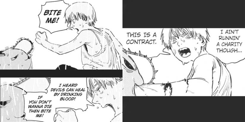 Chainsaw Man Denji Makes Contract With Pochita