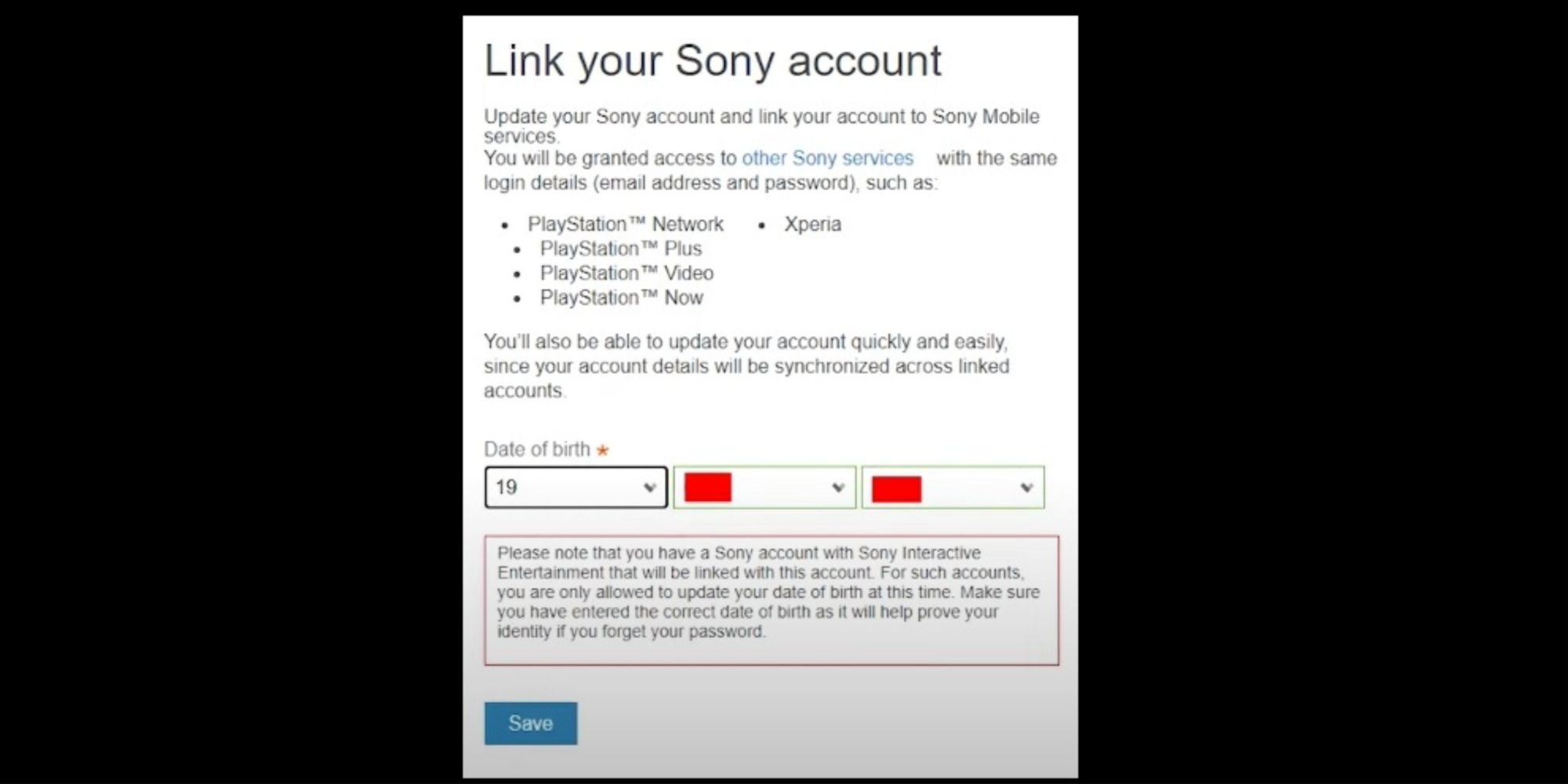 Changing Age On Sony Profile