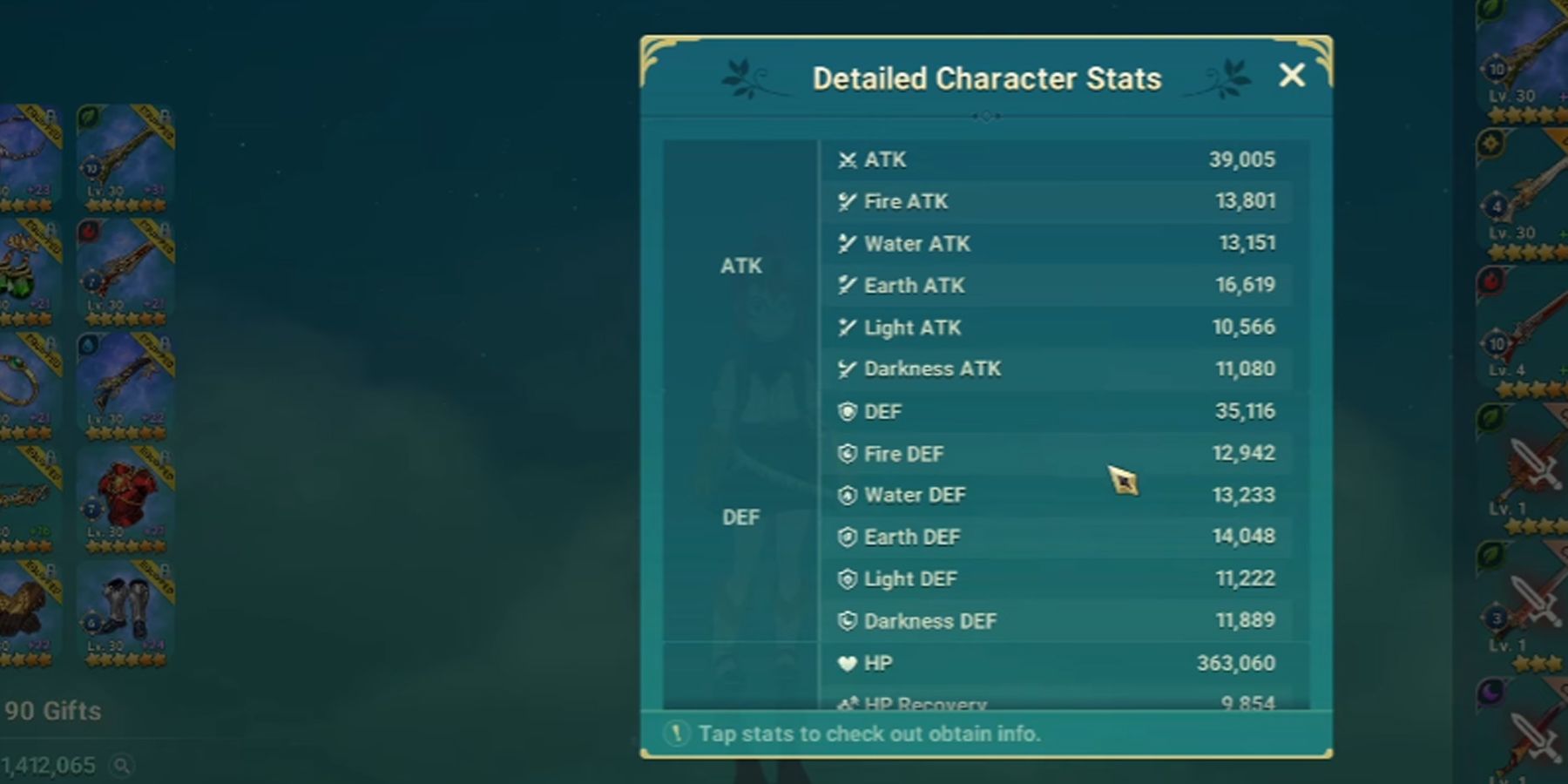 Character stats in Cross Worlds