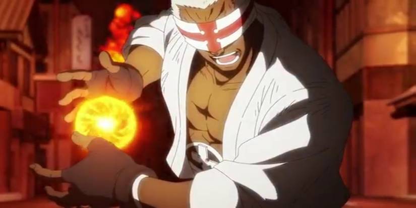 Fire Force - Charon generating a ball off fire with his hands