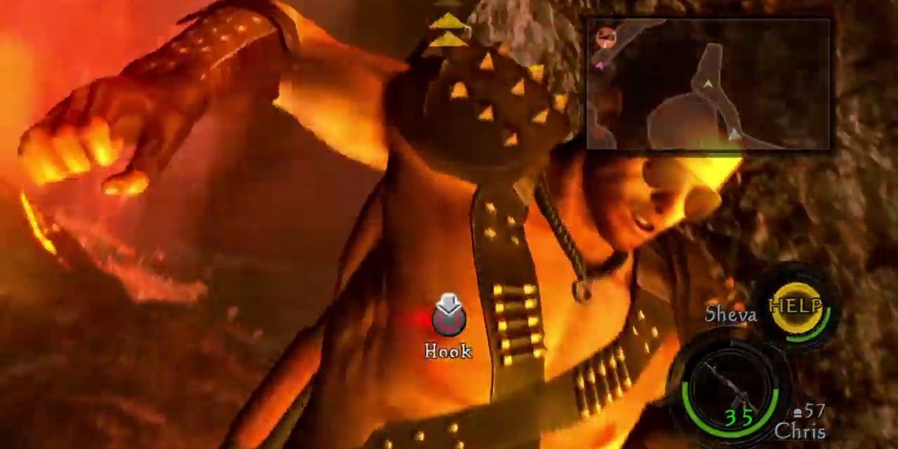Chris Redfield punching a boulder in Resident Evil 5