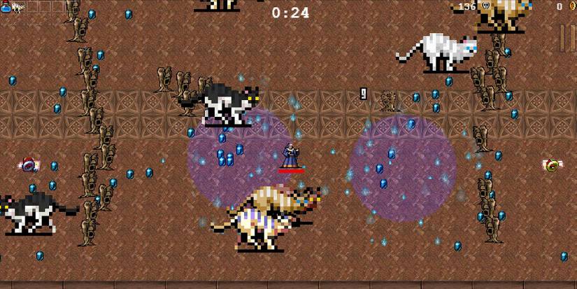 Clerici in the Inlaid Library in Vampire Survivors