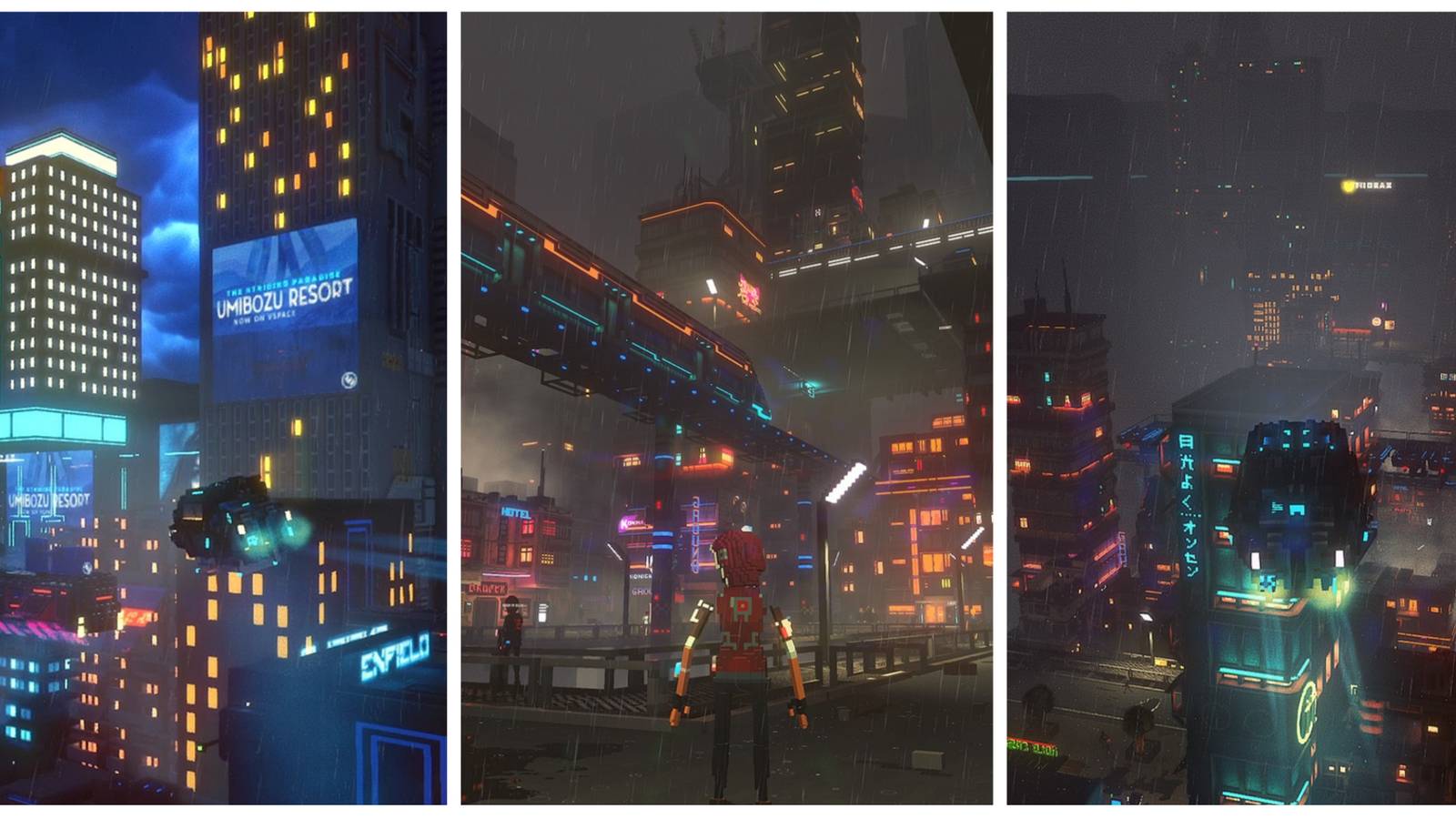 Cloudpunk - 3 joined images