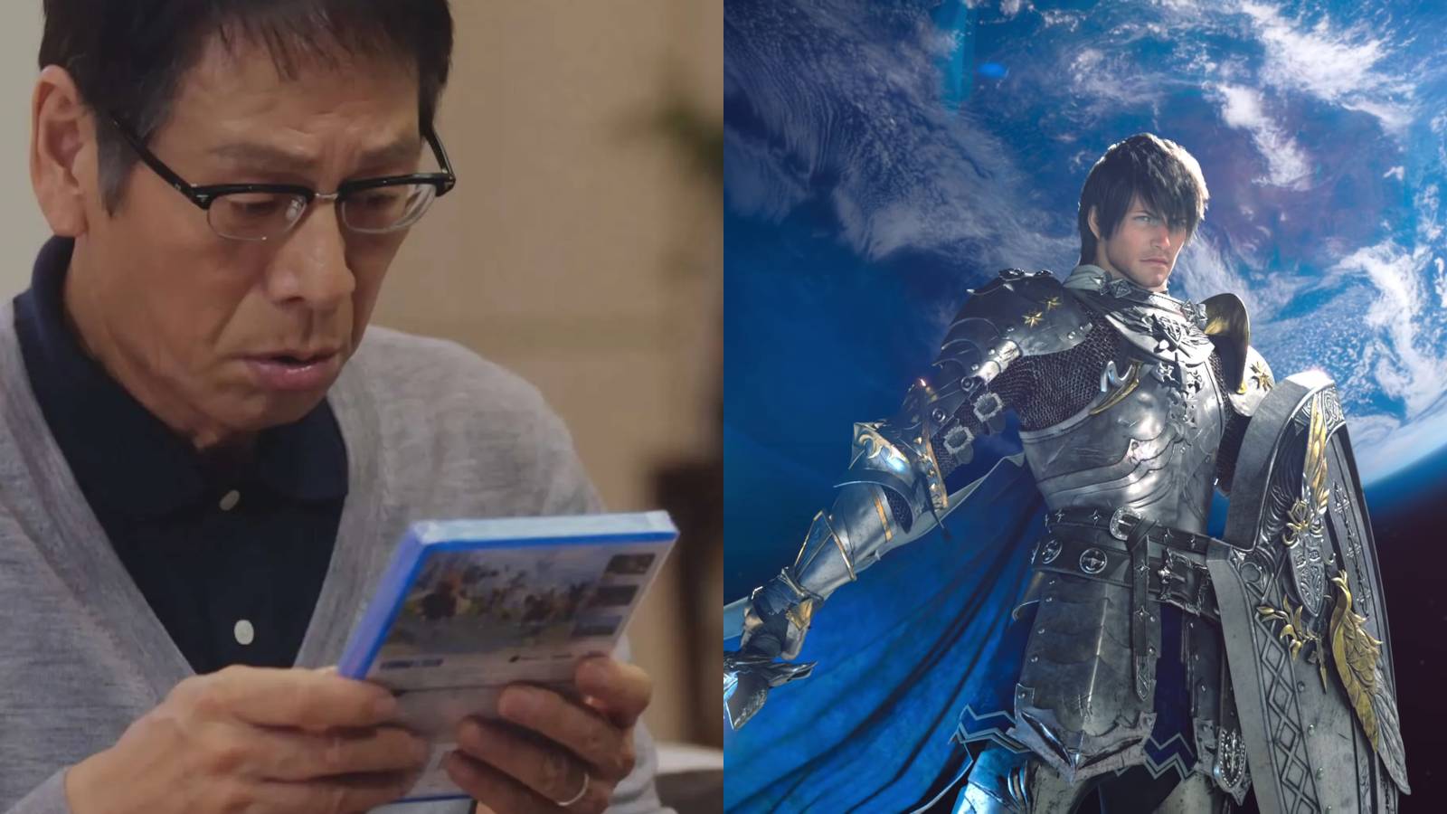 Split image of Dad of Light and Final Fantasay 14 Endwalker cover.