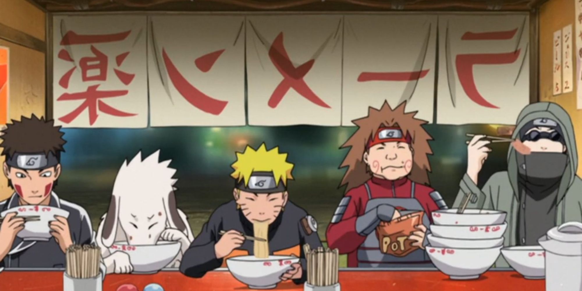 naruto and other ninjas at ichiraku ramen