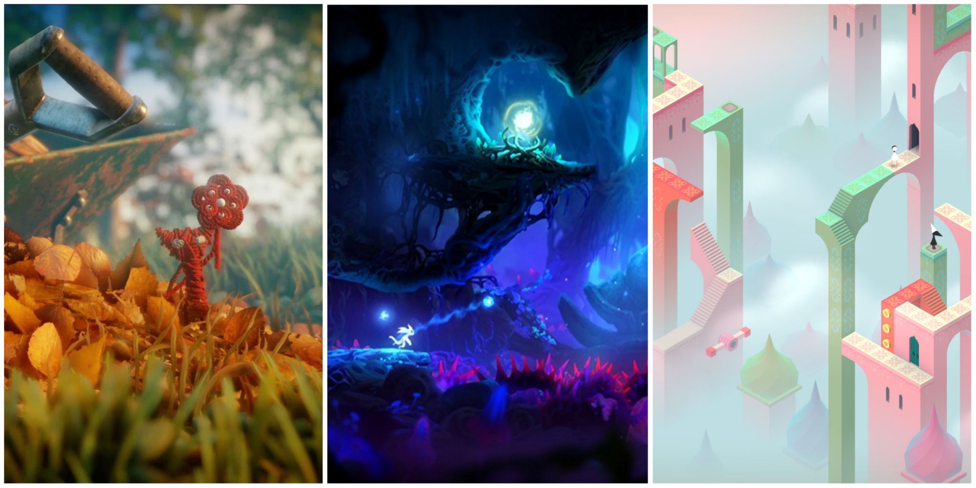 Unravel, Ori and the Blind Forest and Monument Valley, puzzle games featured